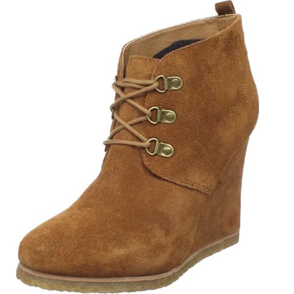 Steve Madden Brown Wedge Booties Womens Size 8.5 Tanngoo Chestnut Suede Boots - Picture 13 of 13